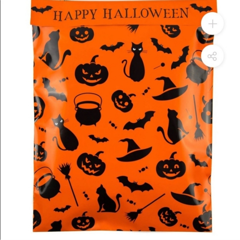 Set of 10 Happy Halloween Cats and Bats 10 x 13 Polymailers